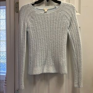 J crew cream and light blue sweater.